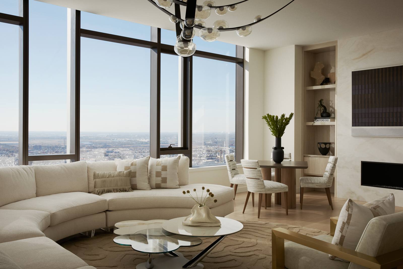 Penthouse living room at The Laurel in Philadelphia, finished by Maggie Ferrante-Barrella